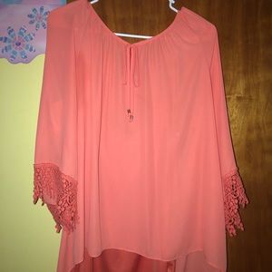 Coral 3/4 length dress shirt